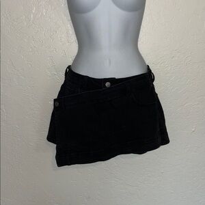 Black Denim Skort Shorts - Women's Casual Skirt-Shorts